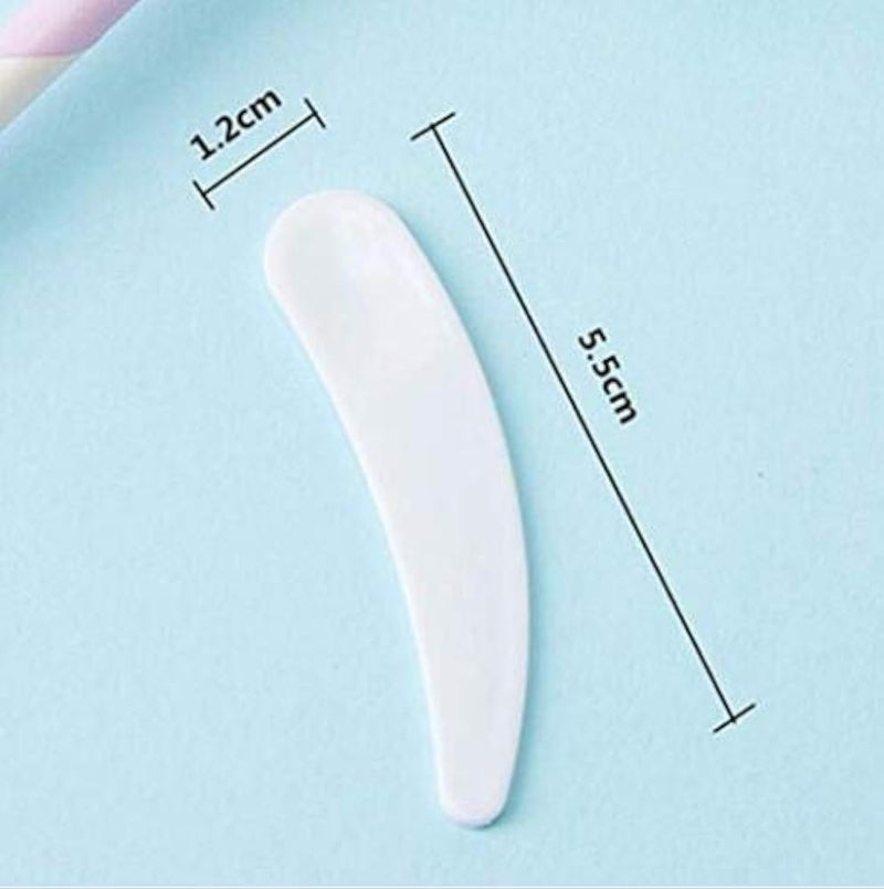 DNHCLL 100PCS Disposable Mini Curved Cosmetic Spatula Scoop Makeup Mask Spatula Plastic Spoon,Small Makeup Scoop for Mixing and Sampling. - Image 2